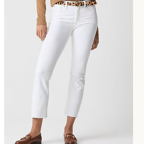 J. Crew Factory BP363 Tall Mid-rise Flare Crop signature stretch white jeans 29 - Picture 1 of 12